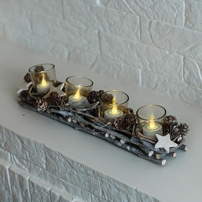 FURORA LIGHTING Silver Glitter LED Tealight Candles Pack of 12, Flameless Flickering Tealight Candles for Home Décor, 1.5’’(W) x 1.65’’(H), Battery Operated