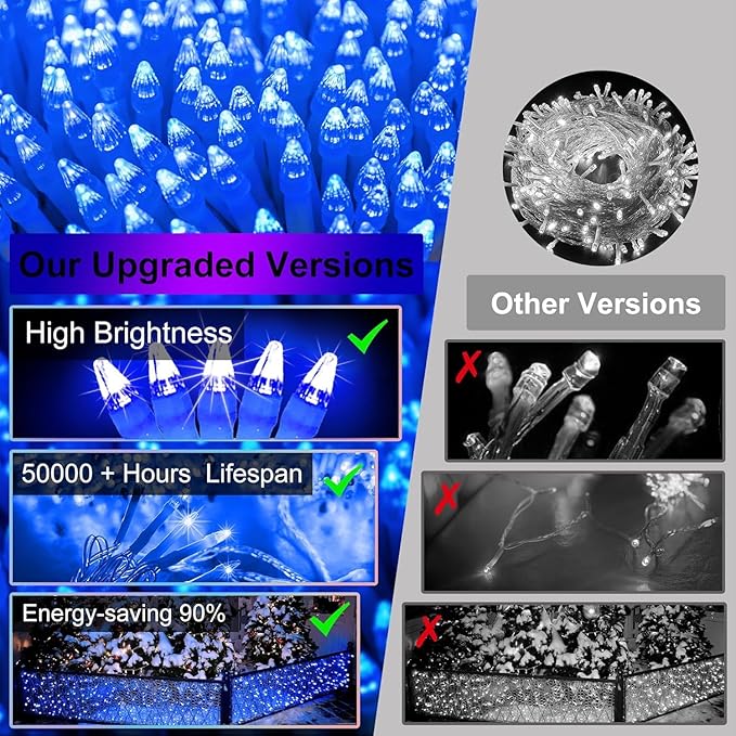 1620 LED Christmas Lights with 360Drops, 164ft 12 Modes Blue Outdoor String Lights with Timer Dimmable, Waterproof Hanging Twinkle Lights for Indoor Holiday Wedding Party Eaves Yard Christmas Decor