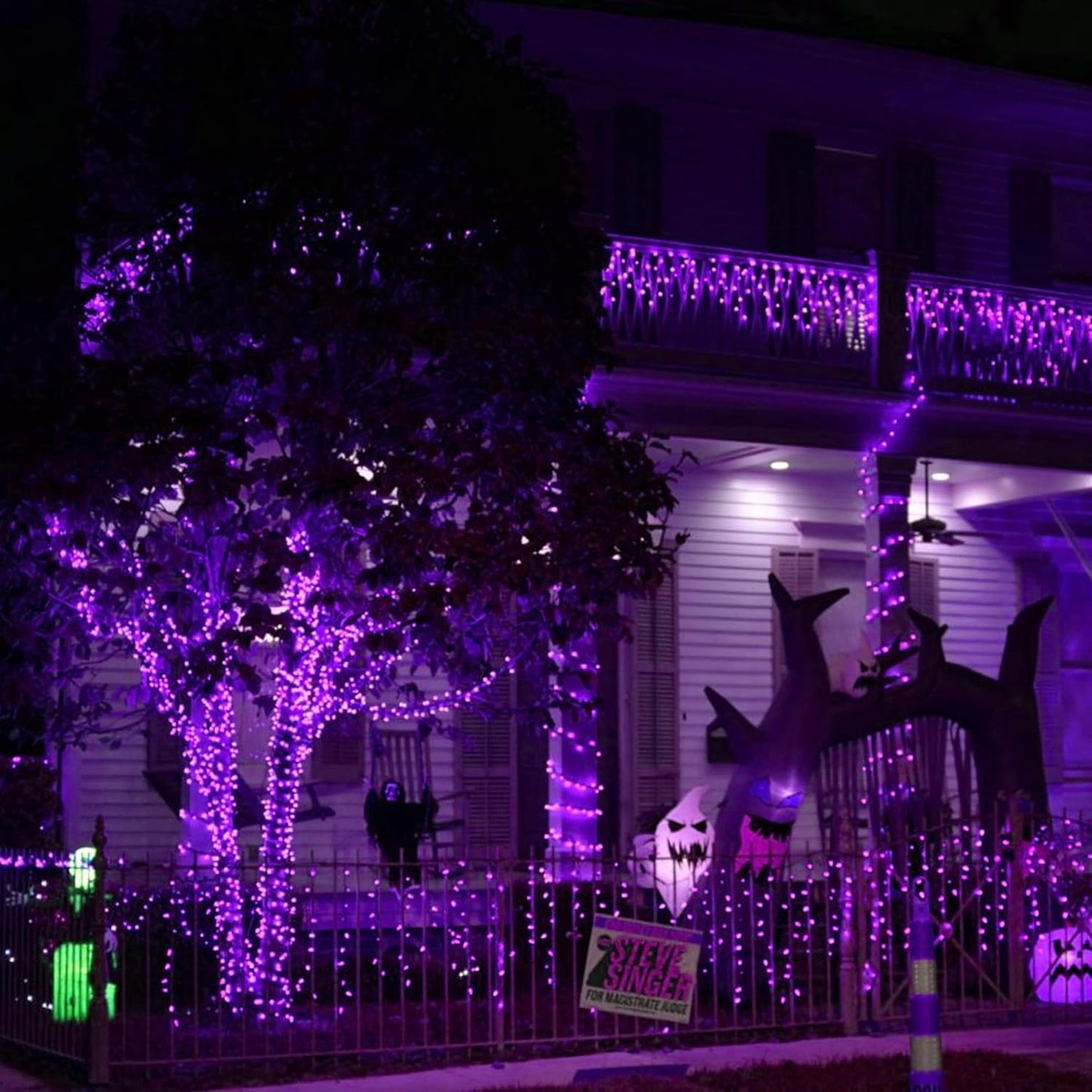 Dazzle Bright Fairy String Lights, Total 40FT 120LED Copper Wire Battery Operated Waterproof Lights, Halloween Decorations for Indoor Home Outdoor Garden Patio Party Decor (Purple, 2)
