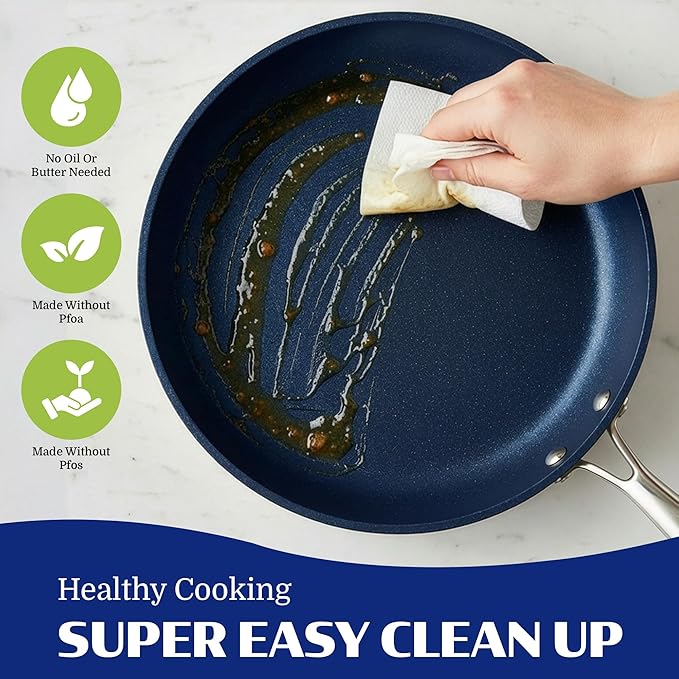 Granitestone Ceraluxe 20Pcs Ceramic Cookware Set Nonstick, Complete Pots and Pans Set Non Stick with 5 Pc Bakeware Set, Deep Frying Pan Set, & Steamer, Non Toxic PFOA Free, Oven & Dishwasher Safe