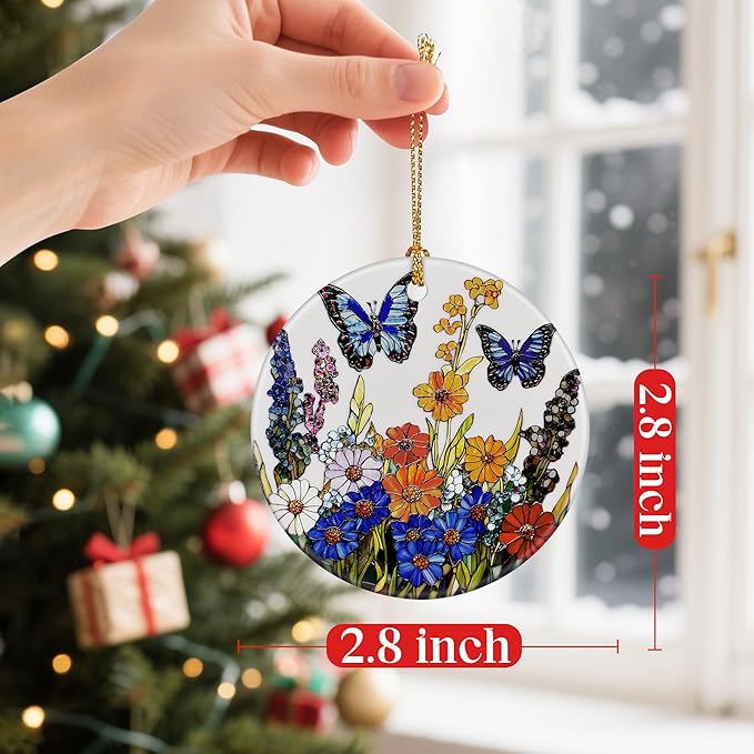Wildflower Butterfly Ornament, Christmas Ornaments: Christmas Tree Decorations, Holiday Decor, Stocking Stuffers, Gift Ideas, Xmas Gift, Butterfly Lover Gifts & Gifts for Nature Lover