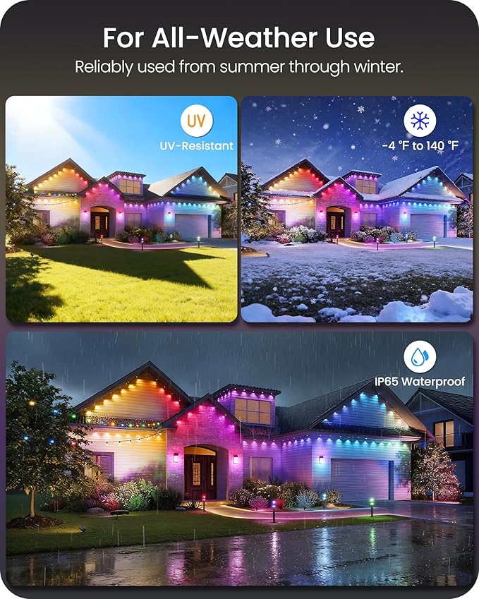Permanent Outdoor Lights, 100 FT RGB & White Eaves Light with 72 LED Lights, App/Remote Control, IP65 Waterproof Christmas String Lights for Daily, Festival, Party, Holiday Decor W05EL05