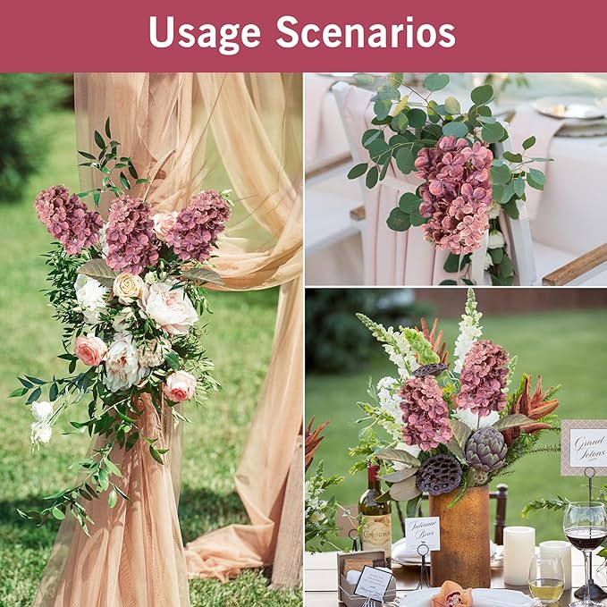 Fake Flowers Hydrangea Silk Flowers With Stems White Flowers Fake Flowers In Vase Hydrangea Artificial Flowers Winter Flowers Artificial For Decoration Vase Decor 24"（Red Rose ）8PCS Wthout Vase