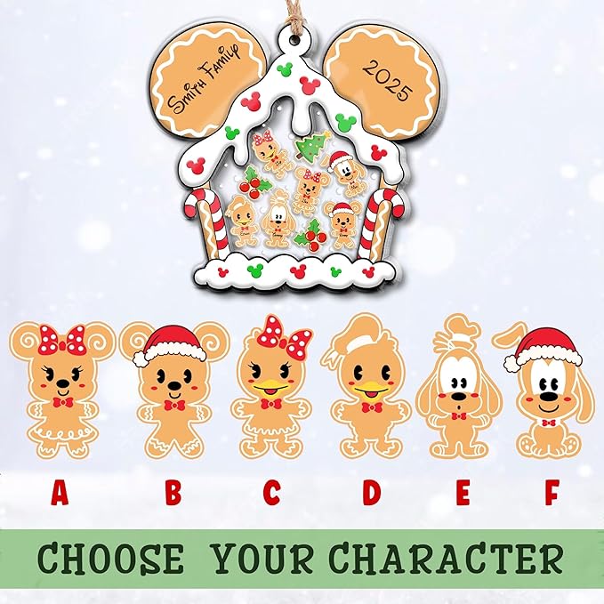 Personalized Family Christmas Ornament 2025 - Gingerbread House Keepsake Ornament - Family Custom Shaker Ornaments - Xmas Tree Decoration - Gifts for Christmas