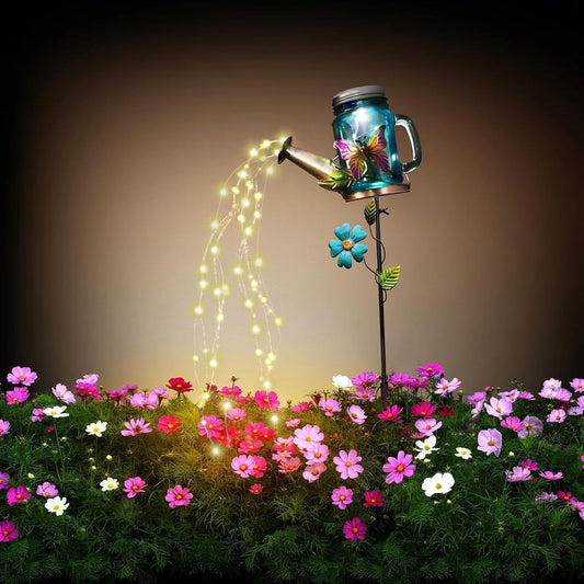 Solar Watering Can Light, Yard Outdoor Decor Lights, IP65 Waterproof, Hanging Butterfly Garden Light, Outside Garden Flower Bed Decor, Women Gift, Birthday Gifts