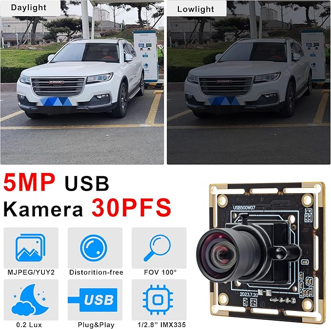 SVPRO 5MP USB Camera Module,1944P 30FPS, 1/2.8” CMOS IMX335 Sensor Low Light Lightburm Camera for Laser Engraver, UVC Plug and Play Webcam Board for PC/Mac Raspberry Pi