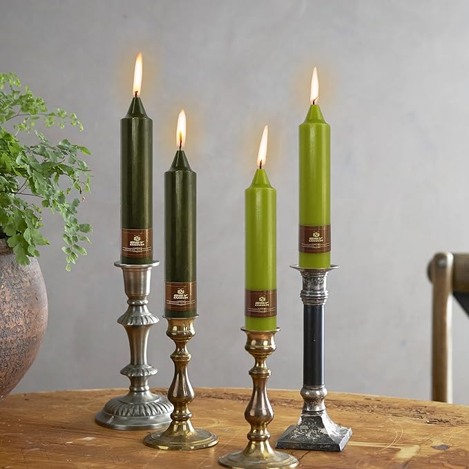 7 Inch Short Taper Candles Handmade Unscented Set of 4 Smokeless Candlesticks Tapered Candle for Wedding Spring Home Decoration(Fruit Green)