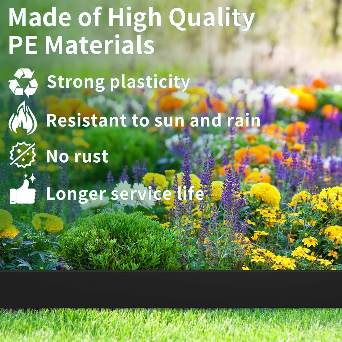 4 in x 50 Ft Garden Landscape Edging, No Dig Garden Edging Border Kit with 92 Pcs Spikes for Flower Bed Lawn Yard Grass Black