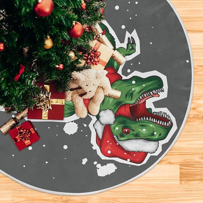SUABO Christmas Dinosaur 48 Inch Christmas Tree Skirt, Soft Xmas Tree Mat for Party Decoration Holiday Decor Christmas Decorations Indoor Outdoor…