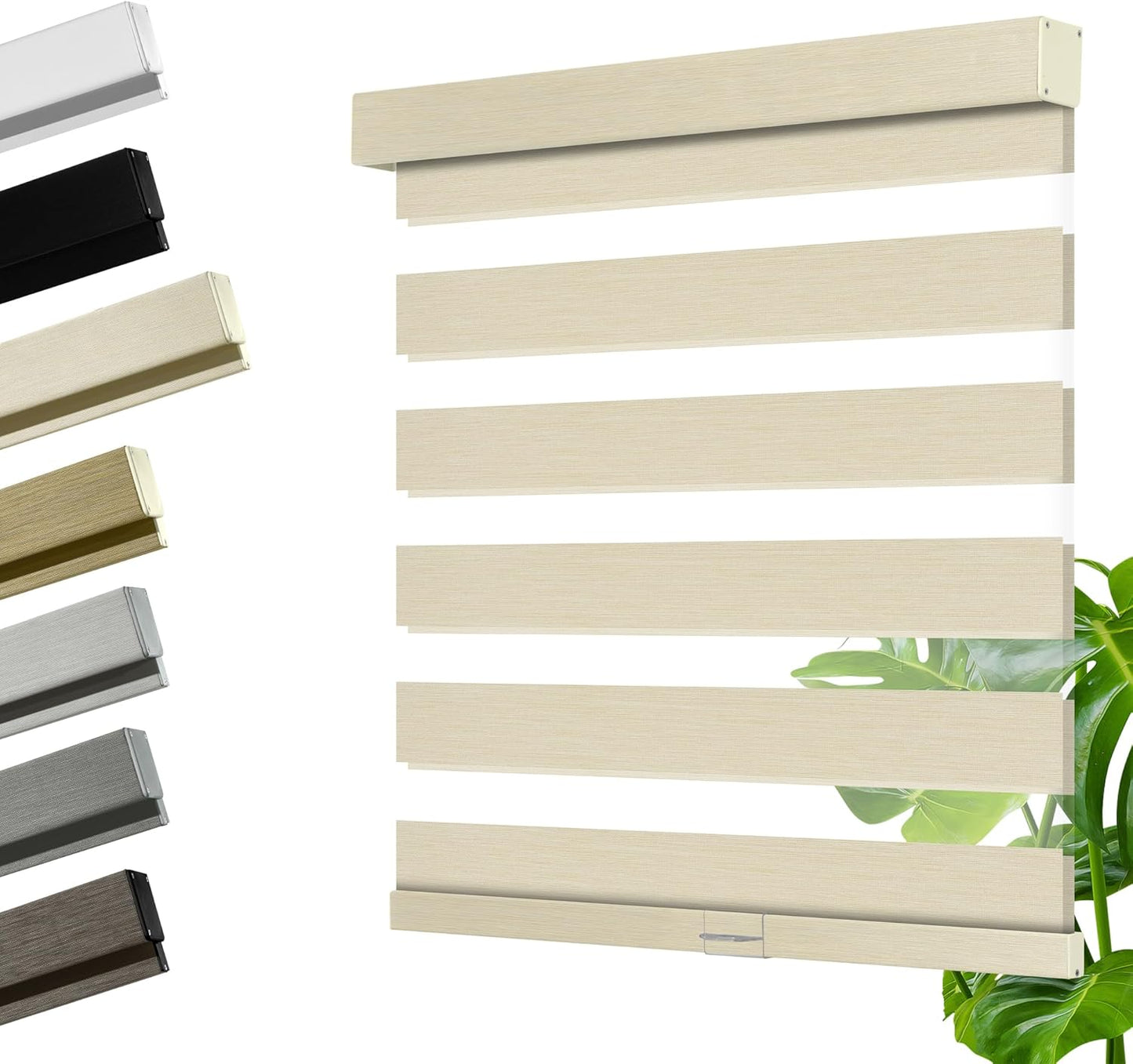 Cordless Zebra Blinds for Windows, Blackout Interior Blinds,Easy to Install,UV Protection,for Offices and Home,Custom Roller Shades, Mousse Beige,68" W x 48" H