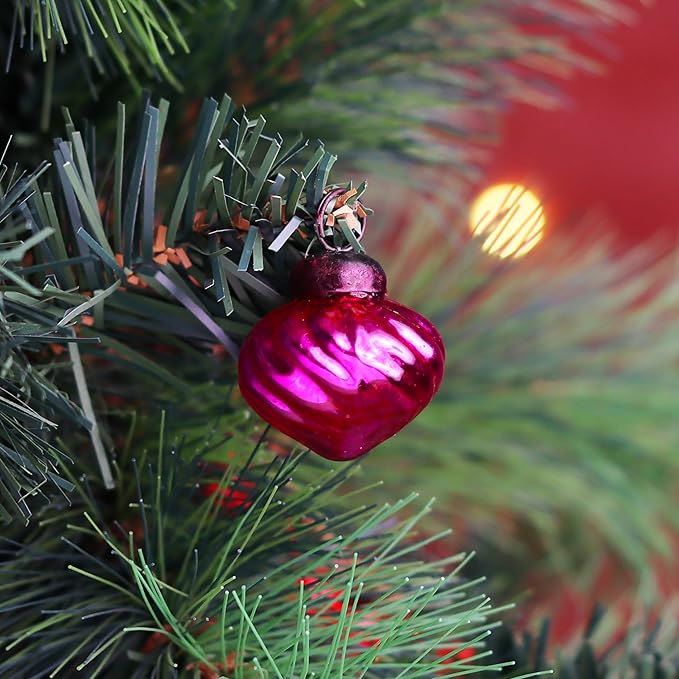 75 Pieces Glass Pink Christmas Ornaments Decorative Mercury Mini Vintage Bulk Hanging Ornaments for Halloween, Christmas Tree, New Year, Valentine Day, Holidays, Event and Wedding Party Decor