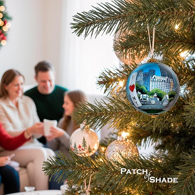 New York City Christmas Ornament Hand Painted from Inside with Decorative Gift Box