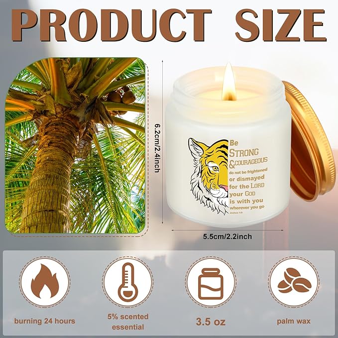6 Pcs Christian Religious Scented Candles 3.5oz Palm Wax Jar Jesus Candle Inspirational Bible Verse Gift for Women Prayer Christmas Catholic Spiritual Faith Gift for Church Teen Girl, 6 Scents