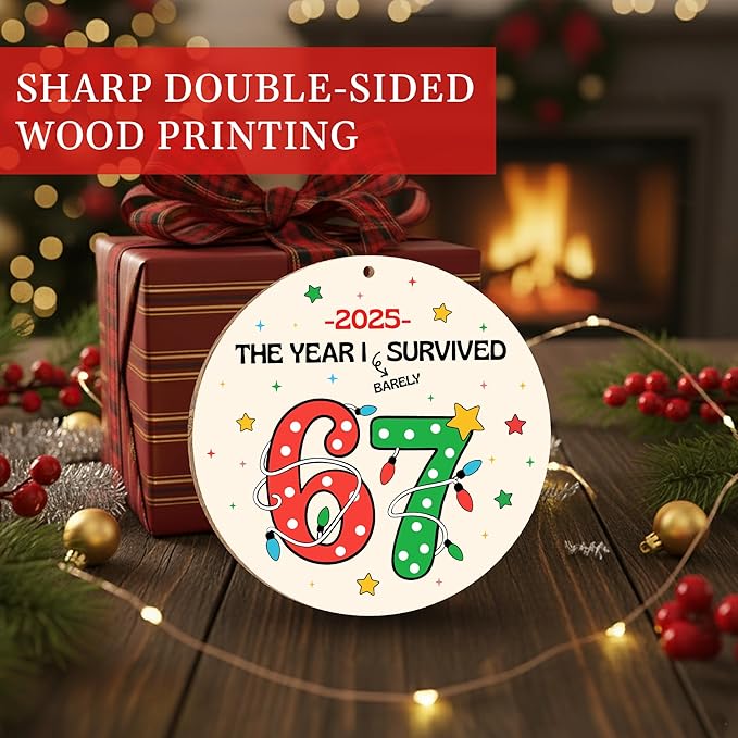 67 Christmas Ornament, 67 Ornaments for Xmas Tree, Funny Christmas Ornaments 2025, 6 7 Meme Ornament for Teens, Six Seven Gifts, Gag Gifts for Teens, Teen Girls Trendy Stuff (Survival 67)