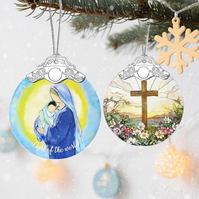 Religious Ornament, Stained Glass Christmas Decor, Christmas Ornaments for Tree, Holiday Ornament, Religious Gifts, Holiday Party Gifts, Gift Ideas & Christian Gift