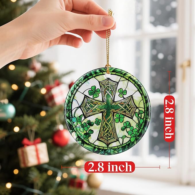 St. Patrick's Day Celtic Cross Christmas Ornaments: Christmas Tree Ornaments, Irish Holiday Decor, Stocking Stuffers, Christian Gifts, Religious Gifts, Cross Gift & Irish Shamrock Gift