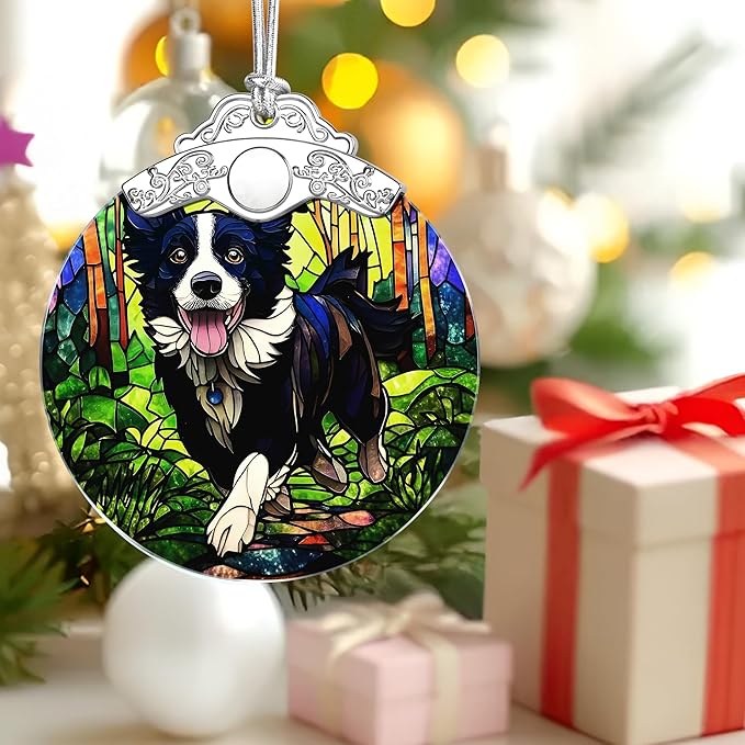 Loyal Border Collie Stained Glass Ornament, Christmas Ornament – Christmas Tree Decor, Holiday Decor, Stocking Stuffer, Gift Idea, Gifts for Dog Owner, Dog Lover, Pet Lover