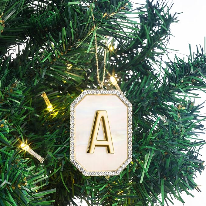 2025 Christmas Initial Ornaments, Letter A Ornaments for Xmas Tree, Christmas Tree Decor Hanging Ornament Gift for Mother Best Friends Sister Wife