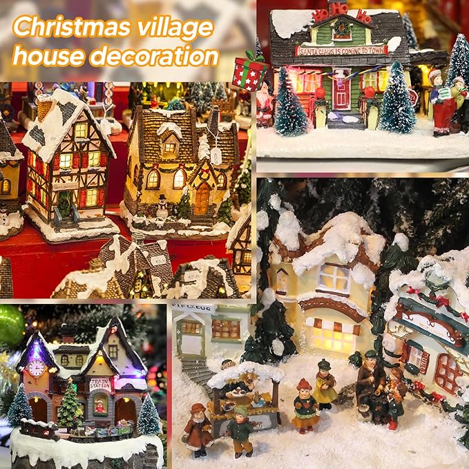 1Pack Accessory Cord with 6LED Bulbs and Outlet Christmas Village Light 11.6FT Blow Mold Light Cord with Spare Fuse Warm White C7 Lamp Christmas Village Accessories for Village Houses Craft Pumpkin