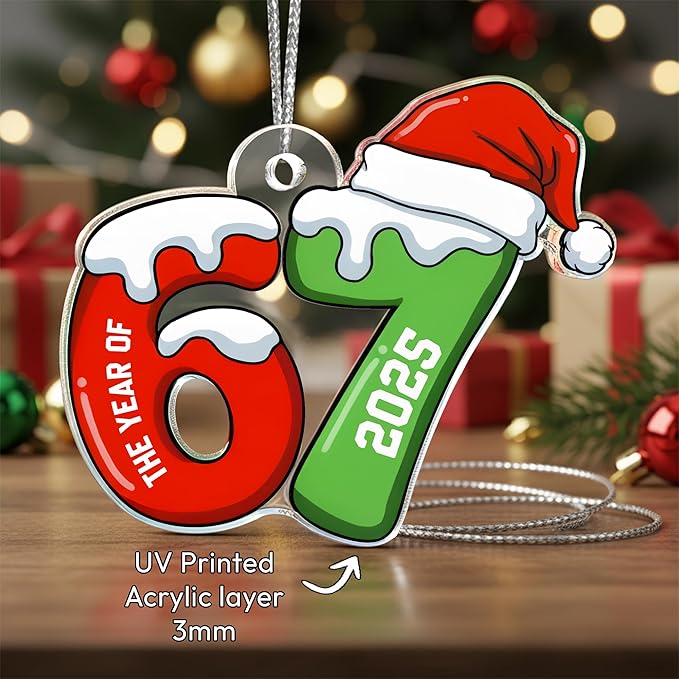 67 Christmas Ornament, 67 Ornaments for Xmas Tree, Funny Christmas Ornaments 2025, 6 7 Meme Ornament for Teens, Six Seven Gifts, Gag Gifts for Teens, Teen Girls Trendy Stuff (Year of 67)