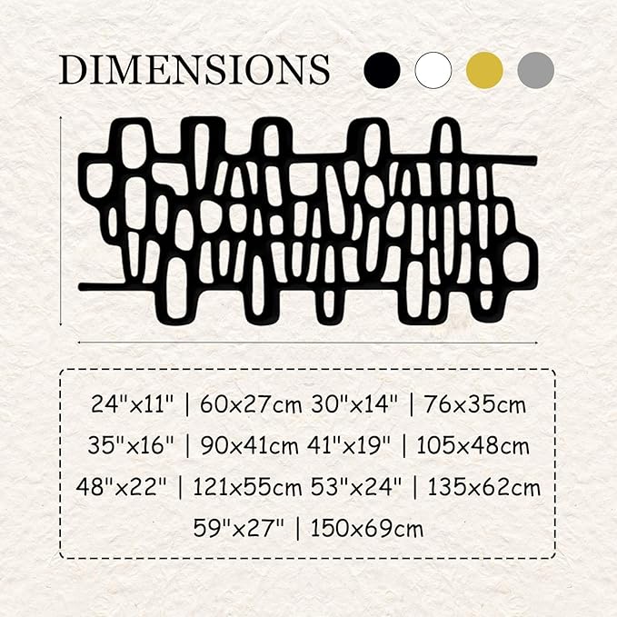 Abstract Geometric Metal Wall Art, Modern Circles Metal Decor, Minimalist Line Art, Long Narrow Sign, Luxury Modern Artwork for Living Room, Farmhouse, Office (Silver, 59"x27" | 150x69cm)