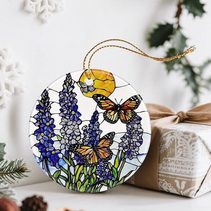 Lavender Butterfly Ornaments, Christmas Ornaments: Christmas Tree Decorations, Holiday Decor, Stocking Stuffers, Gift Ideas, Xmas Gift, Gifts for Flower Lover & Gifts for Butterfly Lover