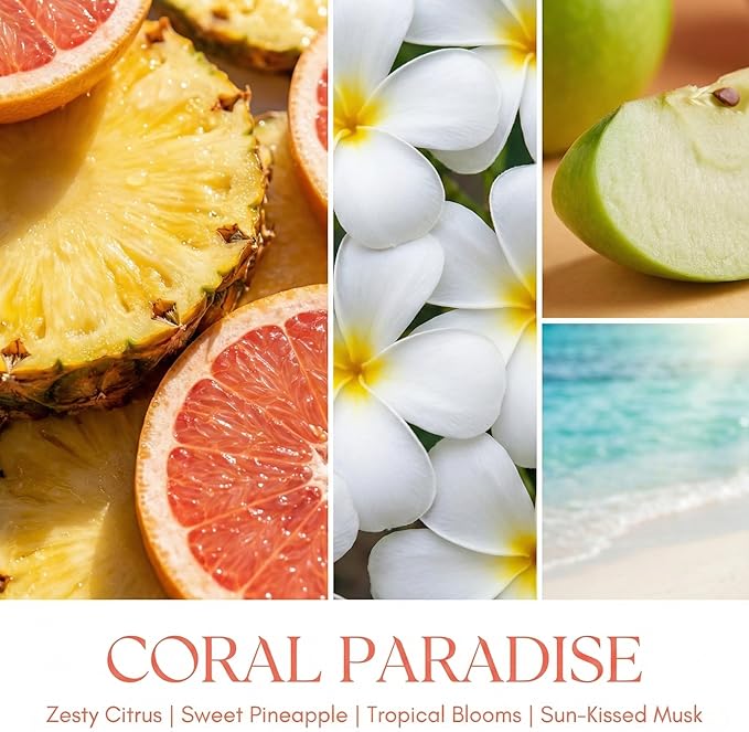 Coral Paradise Scented Candles, 18oz Soy Candles Non Toxic 4-Wick Large Candle Jars, Over 50 Hours of Burning Time, Ideal for Gifting, Events, Home Decor