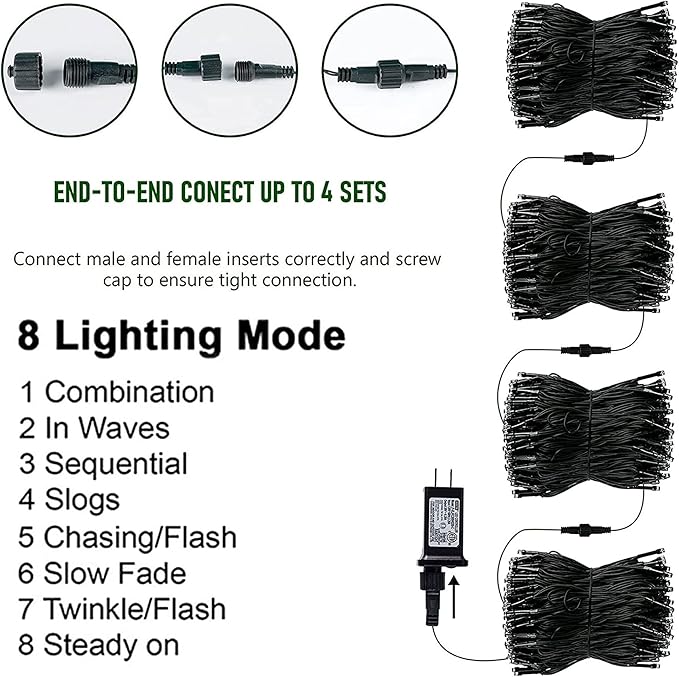 TW SHINE Halloween Lights, 400 LED 132FT Outdoor Halloween Lights Plug in with 8 Modes, Waterproof Light Outdoor, Indoor Decorations for Party Yard Haunted House Decor, Orange and Purple