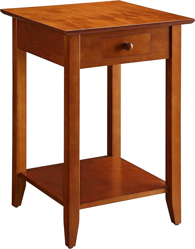 Convenience Concepts American Heritage End Table with Drawer and Shelf, Cherry, 18 in x 18 in x 26 in