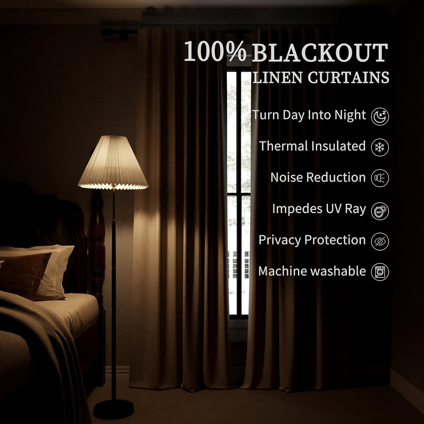 BOODII Pink Linen 100% Blackout Curtains for Bedroom 102 Inch Long 2 Panels Window Curtain Floor to Ceiling Length for Living Room Sliding Glass Door Back Tab Room Darkening Drapes Blush Pink 52x102