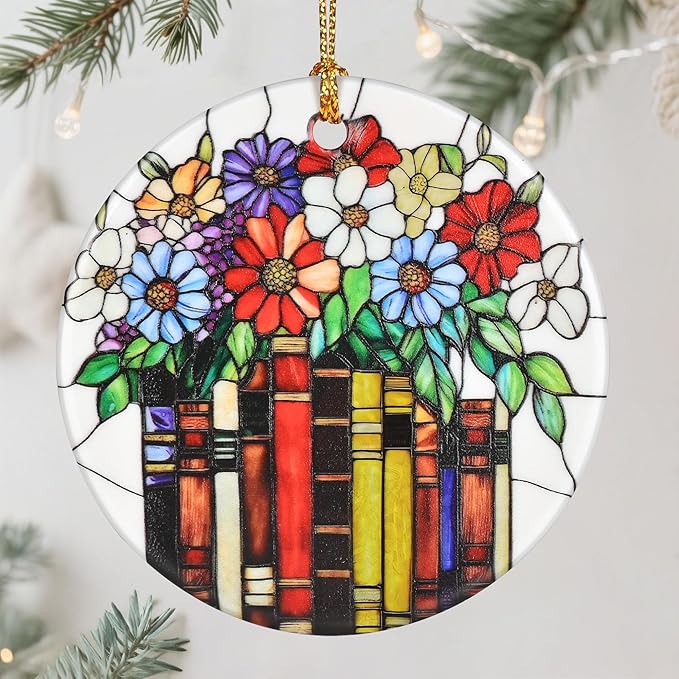 Flower Book Ornament – Christmas Ornament, Christmas Tree Decor, & Perfect Holiday Decor | Book Lover Gift, Bookworm Gifts