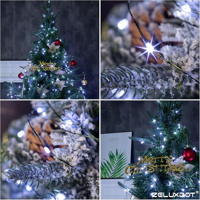 Fairy Lights Plug in,100FT 300LEDs Waterproof Led String Lights,8 Modes Remote Twinkle Light for Outdoor Indoor Christmas Wedding Birthday Garden Party Decorations,Green Wire,Cool White