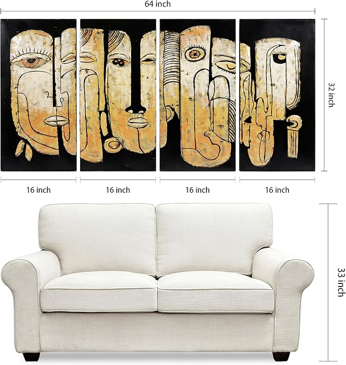 Empire Art Direct Totem Poles Abstract Face Metal Wall Art,Hand Painted Primo Mixed Media Iron Wall Sculpture,3D Wall Decor,Ready to Hang,Living Room, Bedroom ＆ Office
