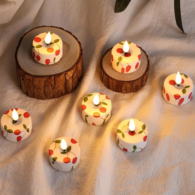 Eywamage Christmas Flameless Tealights with Remote Batteries, Flickering LED Tea Votive Candles Holiday Home Decor Set of 12
