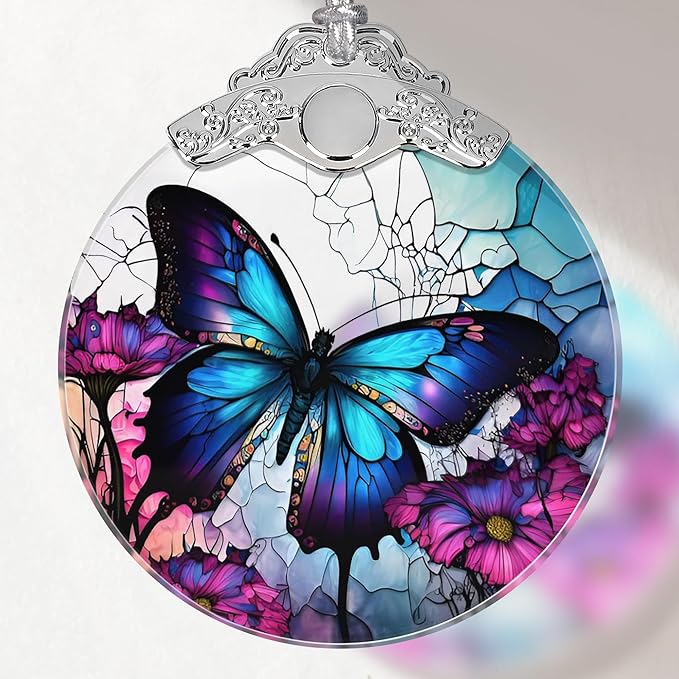 Stained Glass Ornament, Christmas Ornaments, Christmas Tree Decorations, Butterfly Christmas Decor, Butterfly Ornaments for Christmas Tree, Holiday Presents, Gift Exchange Ideas