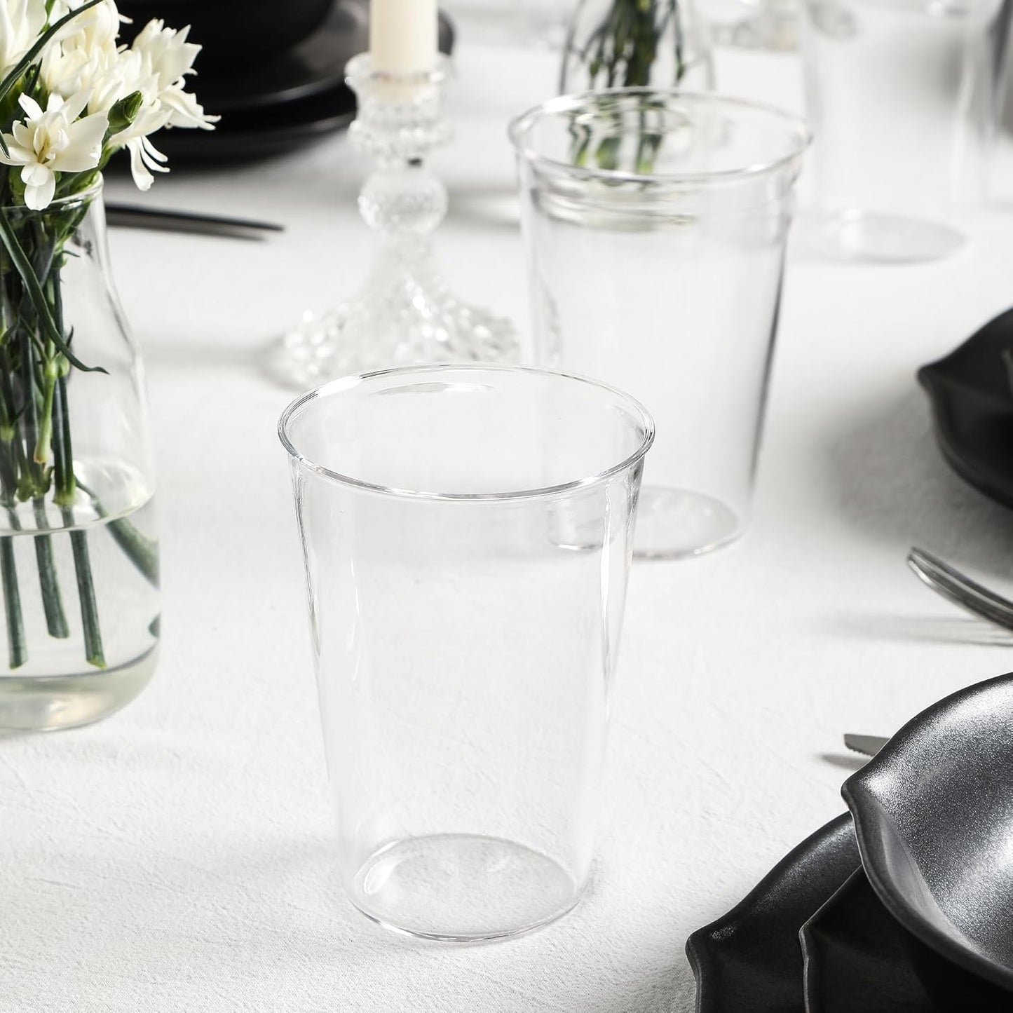 Stone Lain Baskerville 16-Piece Dinnerware Set Stoneware, Borosilicate Glass, Black