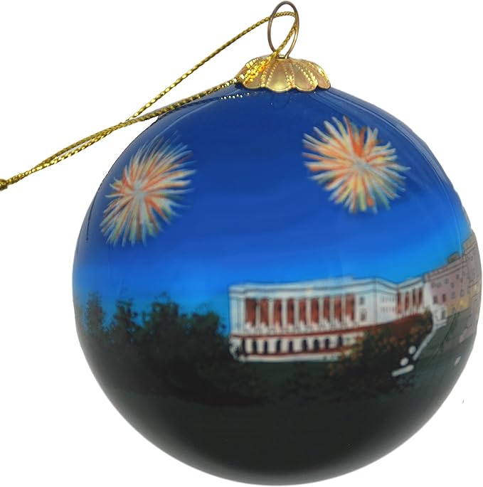Blown Glass Christmas Ornament | U.S. Capitol Fireworks | Hand Painted Inside | Original Art | Includes Gift Box