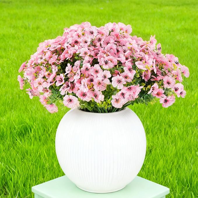 Artificial Flowers for Outdoor Indoor Realistic Faux Flower Spring Summer Garden Home Decoration, Hanging Daisy Flower with Eucalyptus Leaves Fake Plants Greenery Balcony Porch Patio Front Door Decor