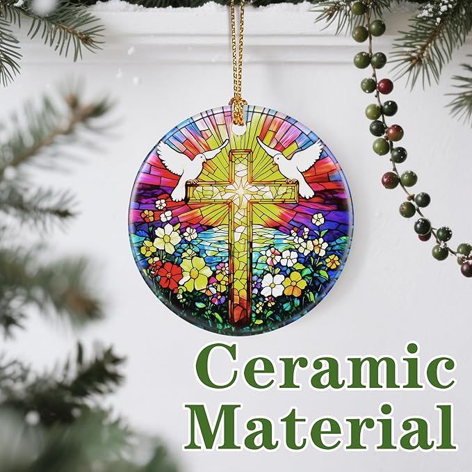 Cross Ornament: Christmas Ornaments, Religious Christmas Decorations for Tree, Catholic Ornament & Christian Holiday Decor | Religious Cross Gifts, Christian Gifts - Design B