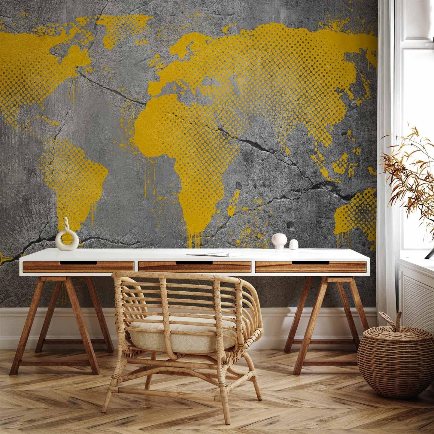 artgeist Wall Mural World Map 193x138 in - XXL Peel and Stick Self-Adhesive Wallpaper Removable Large Sticker Foil Wall Decor Print Picture Image Design Map of The World k-A-0494-a-a