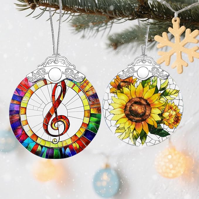 Musical Ornament, Stained Glass Christmas Decorations, Christmas Ornaments for Tree, Holiday Ornament, Gifts for Musical Lovers, Holiday Party Gifts, Gift Ideas & Xmas Gift