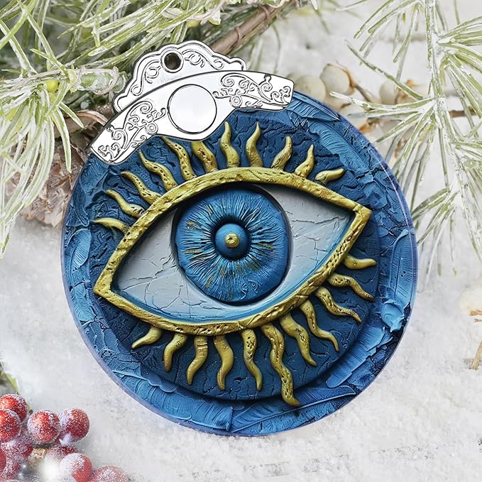 Christmas Decorations Ornaments, Stained Glass Ornament, Christmas Tree Ornaments, 2025 Gift Ornament, Xmas Gift for Friend Family Coworker - Evil Eye