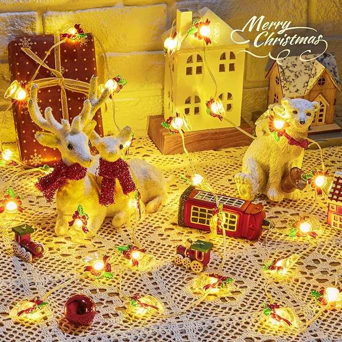 Brightown Fairy Lights Battery Operated with Bells, 10FT 30 LED String Lights with Timer, Warm White String Lights for Bedroom Christmas Indoor Party Wedding Decorations