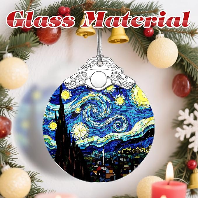 Stained Glass Ornament, Christmas Ornaments, Christmas Decorations for Tree, Holiday Ornament, Gifts for Nature Lovers, Holiday Party Gifts, Gift Ideas & Xmas Gift - Van Gogh Starry Night