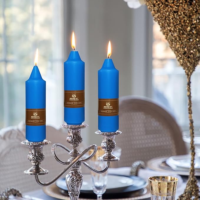 5 Inch Short Taper Candles Candle Sticks Handmade Unscented Set of 4 Smokeless Long Burning Tapered Candle for Wedding Decoration Party(Drak Blue)