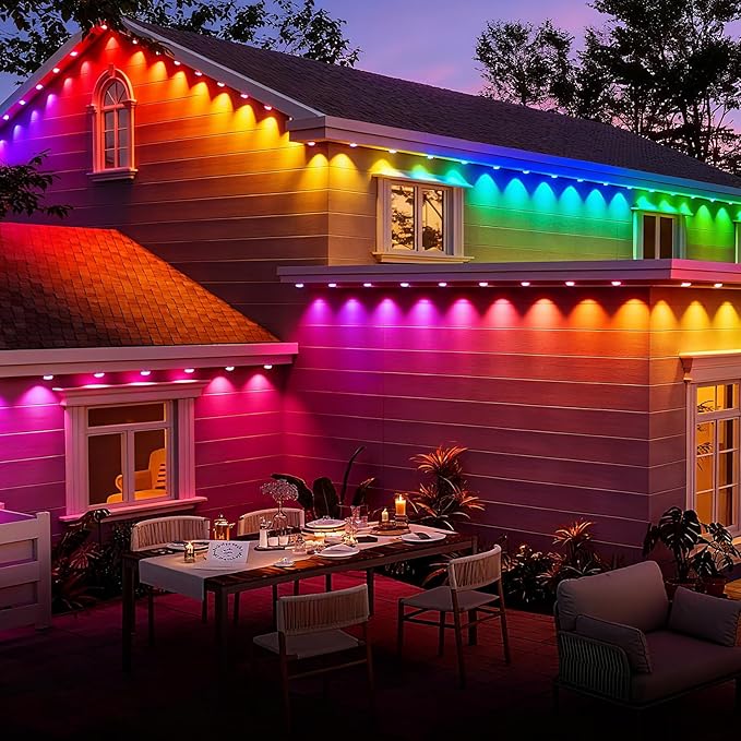 Permanent Outdoor RGB Lights with IP67 Waterproof, Smart RGB, Remote Control, Eaves Lights with App, Daily and Accent Lighting (45ft)