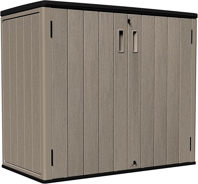 ZZM 37 Cu.ft Outdoor Storage Shed with Floor HDPE Double-Wall Resin Sheds Outdoor Storage, Lockable Weatherproof Storage Cabinet Fit for Garden Tools, Garage can, Bike, Patio Furniture, Coffee