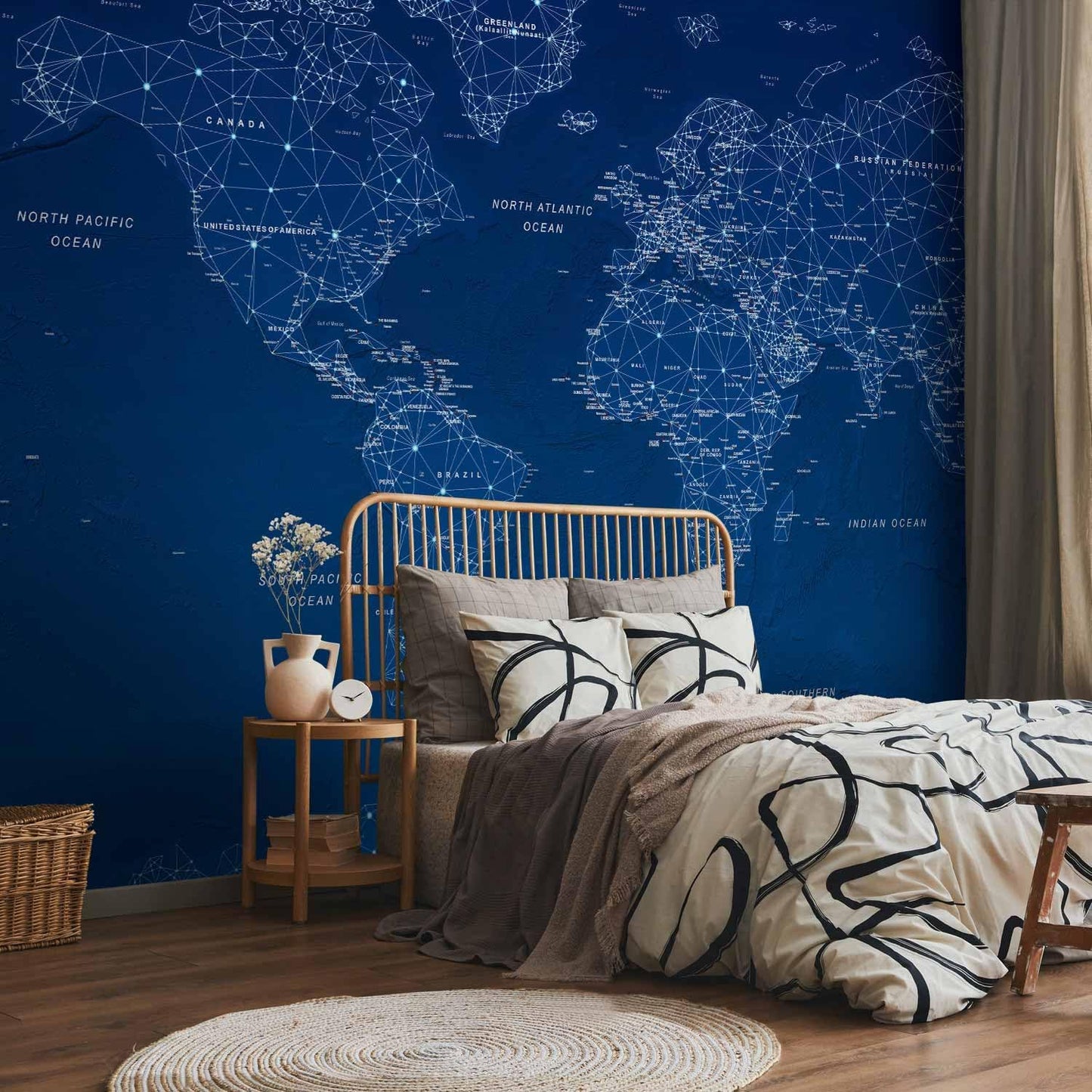 artgeist Premium Wall Mural World Map 157x110 in - XXL Non-Woven Wallpaper Fleece Wall Decor Photo Print Picture Image Design Home Map of The World k-A-0125-a-a