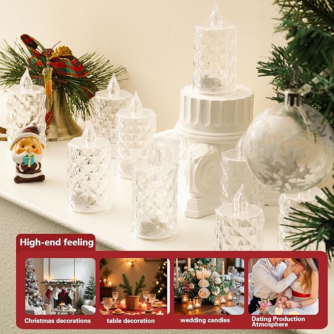 24-Pack Flameless LED Candles, Battery Operated Tea Lights for Realistic Flicker, Wedding Christmas Thanksgiving Home Decor Centerpieces