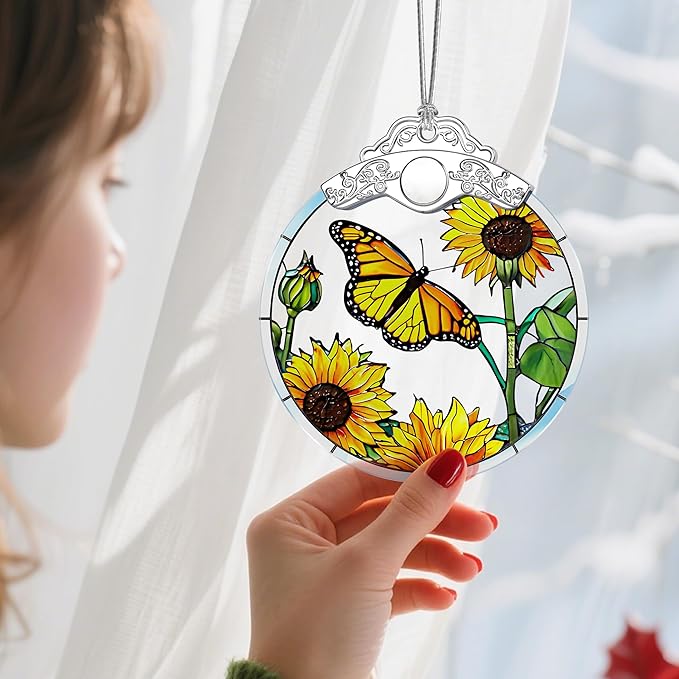 Stained Glass Ornament, Christmas Ornament, Hanging Ornaments for Home Decor & Christmas Tree Ornaments – Exquisite Holiday Decor, Xmas Gifts & Holiday Present - Monarch Butterfly
